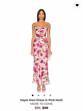 Pink Floral Maxi Slip Dress with Cowl Neck